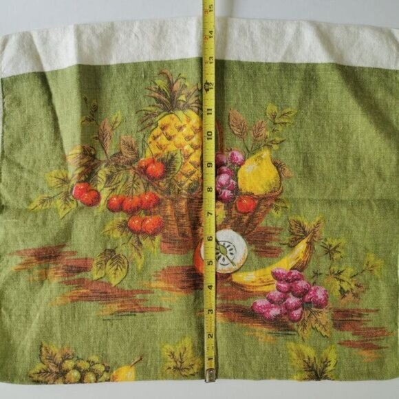 Vintage Fruit Basket Linen Tea Towel, Mid Century Kitchen Decor - Picture 9 of 10